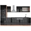 Vicco Cucina componibile R-Line, Antracite lucido/oro power oak, 300 cm con armadio alto, PL Antracite, per l'espansione personalizzata tramite moduli aggiuntivi compatibili