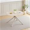 GrandCA HOME Tavolo da Pranzo Rotondo Moderno da Cucina da 115 CM, Piano in MDF con Gambe a Croce in Metallo Stabili, Adatto Per Sale da Pranzo,Appartamenti（Giallo Chiaro）