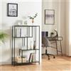 [en.casa] Scaffale in Acciaio Libreria Bassa a 4 Piani Consolle Moderno Stile Industriale Mobile Espositore con Struttura Aperta 115 x 75 x 35 cm - Nero Opaco