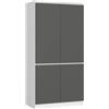 AKORD Armadio Guardaroba S90, 4 Ante, 4 Ripiani e Asta Appendiabiti, Mobile per Camera da Letto e Ufficio, Laminato, 90x51x180 cm, Bianco & Grigio Grafite