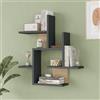 [en.casa] Scaffale da Parete Moderno Design Geometrico Mensola da Muro Libreria Sospesa per Soggiorno Ufficio Camera 66 x 63 x 15 cm Antracite/Effetto Legno