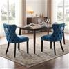chairus Sedie da Pranzo in Velluto Set di 2 Sedie da Cucina Senza Braccioli con Gambe in Legno Sedia Laterale Imbottita per Soggiorno (Blu-2)