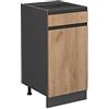 Vicco Mobiletto base per cucina R-Line, Rovere dorato/Antracite 40 cm | 1 Cassetto · Senza piano di lavoro · Piedini regolabili in altezza · ✓ Facile accesso · ✓ Liberamente combinabile
