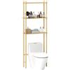 HOMCOM Scaffale da Bagno Sopra WC a 3 Ripiani, Mensola Portaoggetti Salvaspazio in Bambù, Mobile Sopra Lavatrice per Lavanderia con Piedini Regolabili, Colore Naturale