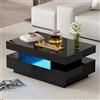 KOMHTOM Tavolino da salotto moderno a LED nero, mobile da salotto, tavolino da salotto con quattro cassetti. (Nero)
