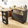 SUKY Mobile commestibile girevole a 360°, moderno, 90 x 45 x 100 cm, semplice e multifunzionale credenza girevole con ripiani e vetro, adatto per cucine e ristoranti (nero)