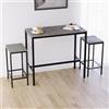Vida Designs Roslyn - Set di tavolo da bar a 2 posti, con 2 sgabelli da bar, struttura in acciaio industriale (grigio cemento)