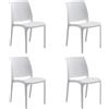 GLOUPIE Set 4 Sedie Volga In Polipropilene Bianco, Impilabili, Dimensioni 54 x 46 x 81 Cm, Peso 3,5 Kg,Per Interno Ed Esterno, Made In Italy, Sedia Impilabile