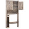LIFEZEAL Scaffale Bagno Salvaspazio Sopra WC, Water, Toilette, Lavatrice, Mobile con Barra Regolabile per Adattabilità, Porta Carta Igienica, Ante, Ripiani, Armaidetto, Moderno, in Legno (grigio)