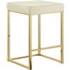 IlGruppone Sgabello Moderno In Velluto Sedile imbottito Gambe In Acciaio Dorato Senza Schienale Casa Sedia Cucina Bar Pub Seduta Rialzata Di Design - Beige