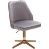 WOHNLING Sedia da scrivania Sedia Girevole con Schienale Design in Velluto Grigio | Sedia a Conchiglia 120 kg Regolabile in Altezza | Sedia da Lavoro Senza rotelle