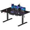 SANODESK Scrivania Seduta in piedi 180x80 cm, Scrivania Gaming Regolabile in Altezza, Ufficio Elettrico Controllo Funzioni Memorie con Gancio, Nero
