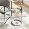 [en.casa] Tavolino Laterale con Piano Rotondo in Vetro Temperato (AxØ) 46x45 cm Tavolino Rotondo da Caffè con Telaio in Metallo Soggiorno Salotto - Cromo/Vetro Fumé Bronzo