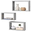 [en.casa] Set di 3 Mensole Rettangolari da Parete di Misure Diverse Ripiani Portaoggetti Modulari Sospesi a Muro per Libri Oggetti Decorativi Soggiorno Ingresso Studio - Effetto Cemento
