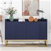 Dalred Credenza moderna in stile minimalista 4 ante armadio a buffet senza maniglie per sala da pranzo, soggiorno, cucina (blu marino)