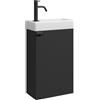 Badplaats B.V. Apollo 40 x 22 cm, nero opaco, set di mobili da bagno salvaspazio con lavabo e mobiletto