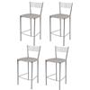 t m c s Tommychairs - Set 4 sgabelli alti modello Elegance per cucina e bar, struttura in acciaio verniciata colore alluminio e seduta imbottita e rivestita in pelle artificiale colore grigio chiaro