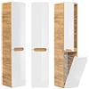 Lomadox Mobile da bagno alto con cesto portabiancheria LUTON-56 Wotan rovere Nb. con bianco lucido, larghezza x altezza x profondità circa 35/170/35 cm