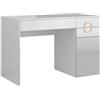 Vicco Scrivania Adela, Bianco lucido, 115 x 55 cm con 3 cassetti, adatto come postazione di lavoro per smart working e studio