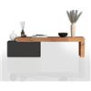 WHOUS Mobile Porta TV CHRONOS per Soggiorno con 1 Anta a Ribalta, Mobile Tv Regolabile per Salotto in Legno, 180/260x40x51 cm, Antracite Opaco e Rovere