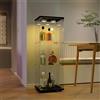 BLSYHDH Vetrina in Vetro Con LED, Armadio per Collezione Con 1 Anta 3 Ripiani Trasparente, Mobile per Statuette, Salotto, Bar (3 Piani 1 Porta+LED, Nero)