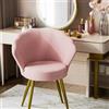 Wohenster Poltroncina Camera da Letto in Velluto Rosa, Sedia Sala da Pranzo con Braccioli Gambe in Metallo, Poltrona Imbottite Moderne per Soggiorno/caffè/Vanità/Salotto, forma di fiore rosa, 1pezzo