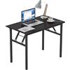 AuraCraft Tavolo pieghevole, scrivania per computer, scrivania piccola, tavolo pieghevole, piccolo tavolo da ufficio, in legno (nero, 120 x 60 cm)
