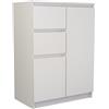 CDF Cassettiera Compatta con 2 Ante e 2 Cassetti Mobile Contenitore Stretto per Ingresso Camera e Ufficio Salvaspazio 70 x 40 x 97 cm - Bianco