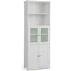 COSTWAY Armadio da Bagno, Mobiletto Alto da Terra con 2 Armadietti e Ripiani Regolabili, con Ante in Vetro, Mobile Portaoggetti Multiusi per Bagno Soggiorno, 60x30x163 cm (Bianco)