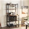 GIANTEX Scaffale Da Cucina Con Prese e Porte Usb, Armadietto Per Vino Con Supporto In Vetro Per 24 Bottiglie e 9 Bicchieri, Scaffale a 4 Livelli, 76 x 48 x 163 cm