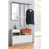 Emob Indomita, Mobile Ingresso Rudolf Cemento, Misure: L 100 x H 180 x P 30 cm, per Riporre Abiti, Scarpe e Borse, Mobile Ingresso Moderno in Legno