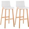 CLP Set di 2 sgabelli da bar con schienale Hover, sedili in plastica, sgabelli da banco con struttura in legno di faggio Colore bianco