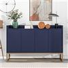 KecDuey Cassettiera, credenza con gambe in metallo dorato, 120 x 30 x 80 cm, moderna credenza in stile minimalista, 4 porte, senza maniglie, per sala da pranzo, soggiorno, cucina (blu marino)