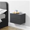 [en.casa] Comodino da Parete con 2 Cassetti 40 x 29 x 30 cm Cassettiera Pensile Portaoggetti da Muro - Grigio Scuro