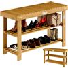 Casaria® Scarpiera con Seduta in Legno Capacità 160 kg Certificata FSC® Acacia 3 livelli Panca Bagno Corridoio Marrone