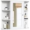 eSituro Armadietto Bagno con Specchio a Ante e Ripiani Regolabili Contenitore Armadietto a Muro, Bianco, 60x58x16cm
