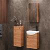 Planetmöbel Set di mobili da bagno lavabo con mobiletto 40 x 60 x 29 cm con armadio a specchio 40 cm e mobiletto midi per bagno e WC ospiti, rovere oro