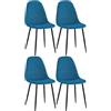 CLP Set 4 Sedie Da Pranzo Napier Decorative I Tessuto I Velluto I Similpelle, Colore:blu, Materiale:Stoffa