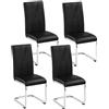 Yaheetech Set 4 Sedie Sala da Pranzo Moderne a Sbalzo Imbottite in Finta Pelle e Gambe in Metallo da Ufficio Salotto Soggiorno Portata 135 kg Nero