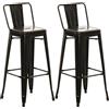 CLP Set 2 Sgabelli Bar in Metallo Mason I Coppia Sgabelli Alti Bancone I Sgabelli Pub Cucina Industrial con Schienale Alt 77CM, Colore:Nero/Oro