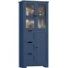 HOCSOK Mobile Alto de Bagno, Armadietto da Pavimento per Bagno, Armadietto Ausiliario con 3 Cassetti e 3 Ante, Adatto per Corridoio, Camera da Letto, Soggiorno, Legno, 60 x 30 x 143.2 cm, Blu Navy