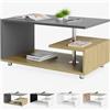Casaria® Tavolino Orlando 95x55x50cm 3 Ripiani Legno Regolabile in Altezza Tavolo Basso da Caffé Salotto da Divano Design Moderno