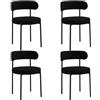 DEYARNA HOME Set di 4 Sedie da Pranzo, Sedie da Cucina Moderne con Gambe in Metallo e Schienale Curvo, Sedie Rotonde Imbottite per Sala da Pranzo, Cucina e Soggiorno (Nero)