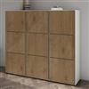 Mai & Mai Scarpiera Portascarpe 135x36x120cm, Bianco opaco+Marrone chiaro | Porta Scarpe Armadio Scaffale Portascarpe 9 Ante + 18 Scomparti per Ingresso Soggiorno, Camera da Letto Schuhschrank02