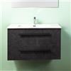 Yellowshop | Mobile Bagno Sospeso 70 cm LIRIO Cemento Scuro - 2 Cassetti Soft Close, Lavabo Ceramica, Design Moderno e Salvaspazio (Mobile con Lavabo)
