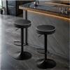 STOOLINK Sgabelli da Bar Set di 2 Sgabello da Cucina Pelle in Microfibra, Sgabelli Alto Regolabile in Altezza, Sgabello da Bar con Poggiapiedi, Sgabello Cucina Girevole a 360°-Nero