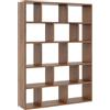 KUBUTKU Libreria grande da parete con 15 scomparti, 141 x 105 x 18 cm, decorazione per soggiorno, camera da letto, ufficio (noce), REGAL-50