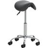 CLP Sgabello Lavoro Reno In Similpelle I Sgabello Pc A Sella Imbottito Regolabile 53-68 CM E Girevole Base In Metallo, Colore:grigio