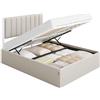 VASAGLE Struttura Letto, 140 x 200 cm, Letto Sollevabile con Contenitore, Testiera, Sollevamento Idraulico, Moderno e Semplice, Montaggio Facile, Beige Cappuccino RMB614LH01