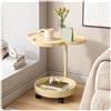 MUMUXIAO Tavolino a forma di C per piccoli spazi, tavolino mobile con ruote, tavolino mobile per soggiorno, camera da letto, tavolino da caffè, tavolino da caffè per divano letto (beige)